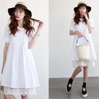 Layered-hem Lace-trim Dress