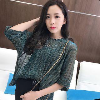 Sheer Elbow-sleeve Top