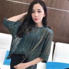 Sheer Elbow-sleeve Top