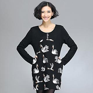 Swan-print Panel Tunic