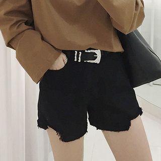 Frayed Cutout-hem Shorts