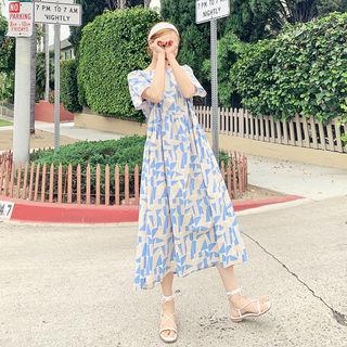 Geo Pattern Loose-fit Long Dress