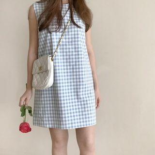 Check Sleeveless Dress As Shown As Figure - One Size