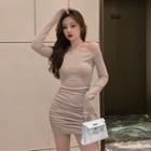 One-shoulder Long-sleeve Mini T-shirt Dress