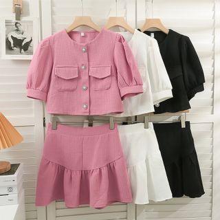 Plain Cropped Top With Mini Skirt