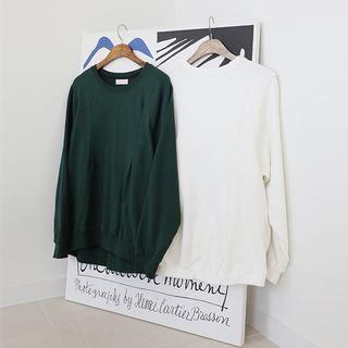 Round-neck Pintuck-detail Pullover