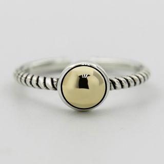 925 Sterling Silver Bead Open Ring S925 - Circle - Gold - One Size