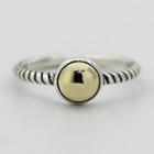 925 Sterling Silver Bead Open Ring S925 - Circle - Gold - One Size