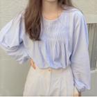 Shirred Blouse Blue - One Size