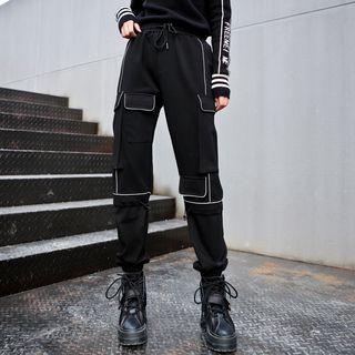 Contrast Trim Cargo Jogger Pants