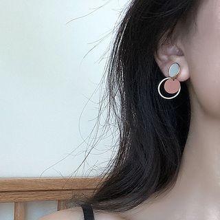 Disc & Hoop Dangle Earring 1 Pair - Silver Needle - As Shown In Figure - One Size
