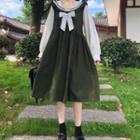 Puff-sleeve Sailor Collar Midi A-line Dress (various Designs)
