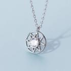925 Sterling Silver Rhinestone Star Pendant Necklace S925 Silver - Necklace - Silver - One Size