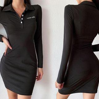 Letter Embroidered Polo Dress