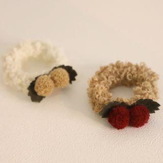 Cherry Faux Shearling Hair Tie