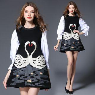 Puff-sleeve Embroidery Tunic
