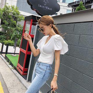 Flutter-sleeve Wrap Top