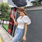 Flutter-sleeve Wrap Top