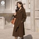 Handmade Woolen Wrap Coat With Sash Camel - One Size