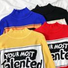 Mock-neck Printed Knit Sweater