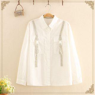 Suspender Detail Long-sleeve Shirt White - One Size