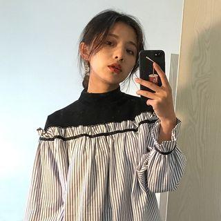 Striped Mock Two-piece Blouse