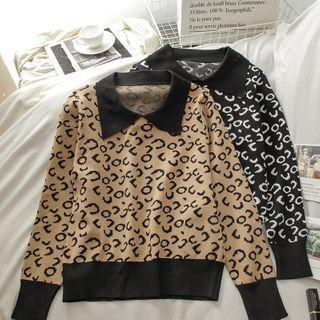 Leopard Print Collared Sweater