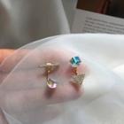 Non-matching Geometric Rhinestone Stud Earring 1 Pair - Asymmetric - As Shown In Figure - One Size