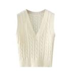 V-neck Sweater Vest Sw111 - Xc - White - One Size