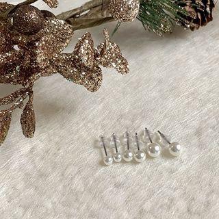 Set Of 6: Faux-pearl Ear Stud One Size