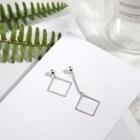 925 Sterling Silver Square Hoop Dangle Earring Stud Earring - Silver Stud - 1 Pc - Long - Silver - One Size