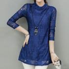 Long-sleeve Patterned Lace Top