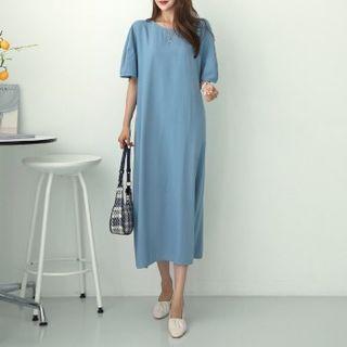 Plain Drop-shoulder Long Dress