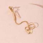 Butterfly Chained Alloy Earring 1 Pair - Butterfly - Gold - One Size