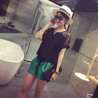 Perforated Chiffon Top