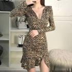 Leopard Pattern Long-sleeve Bodycon Dress