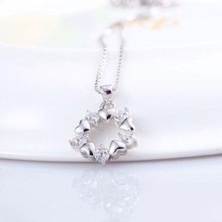 Sterling Silver Rhinestone Heart Ring Pendant
