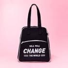 Letter-embroidered Piped Carryall Bag Black - One Size