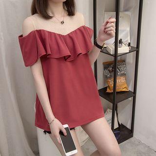 Cold Shoulder Ruffle-trim Top