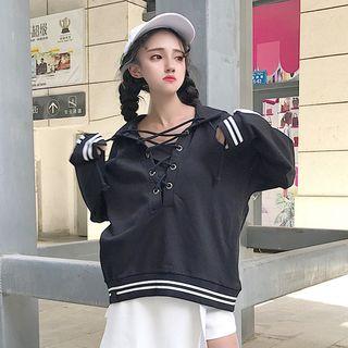 Lace-up Stripe Hoodie