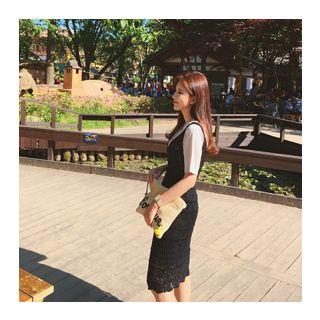 Pointelle-knit A-line Dress