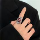 Gemstone Ring J2374 - Silver & Red - One Size