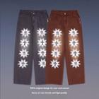 Embroidered Star Patch Straight Leg Jeans
