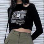 Long Sleeve Cut-out Lettering Crop Top