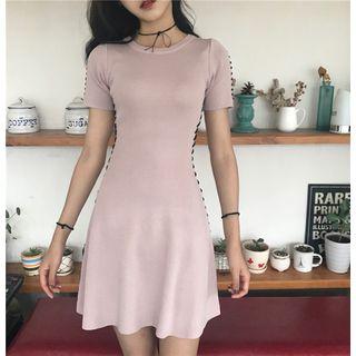 Crew-neck Short-sleeve Knitted Dress