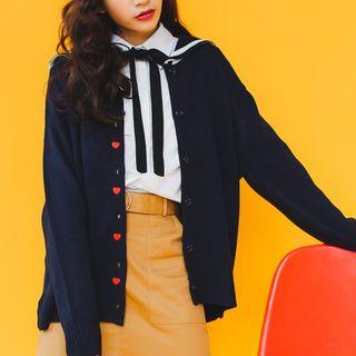 Embroidery Heart Cardigan