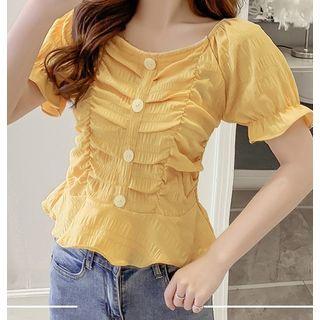 Ruched Short-sleeve Peplum Top