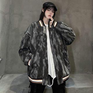 Tie Dye Zip-up Baseball Jacket