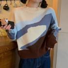 Jacquard Sweater Off-white & Blue & Brown - One Size