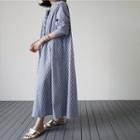Ruffled Striped Maxi Shirtdress